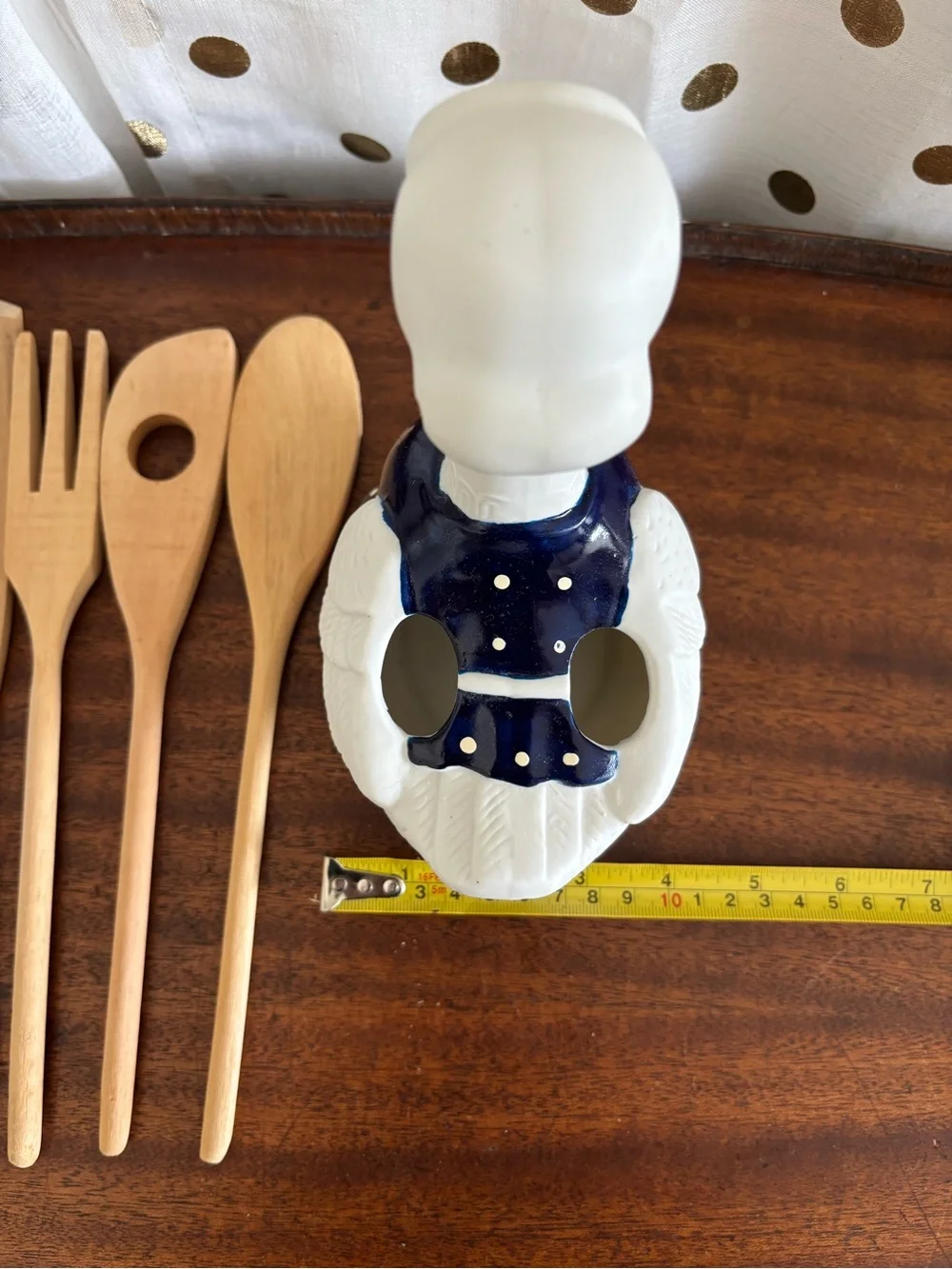 Vintage Giftco ceramic Goose Utensil/Potpourri Holder 80s NIB Polka Dots Hearts